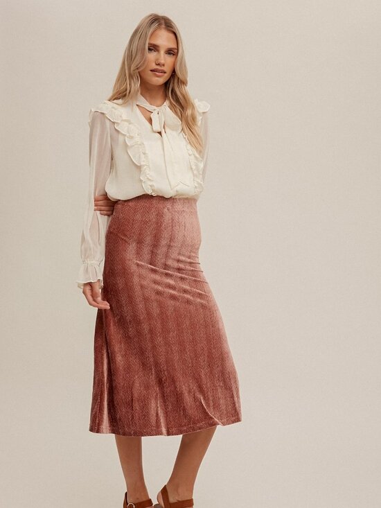 HEM & THREAD Ivory Ruffle Tie Blouse | Sheer Long Sleeve Feminine Top - Picture 5 of 5